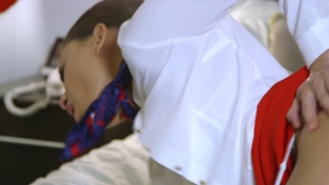 Stewardess rushes sucking cock