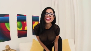 Beautiful brunette Canela Skin helps with real sex in HD