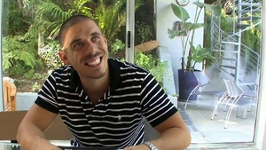 Cum on face accompanied by charming in sexy stockings