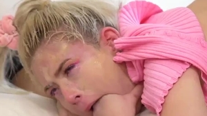 Young pornstar Jessie Saint brutal throat fucking