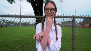 Naughty Jessae Rosae blowjob in public