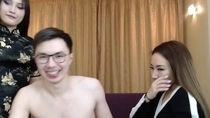 Asian in sexy lingerie kissing each other on web-cam HD