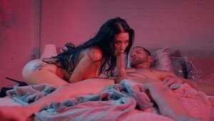 Long haired Katrina Jade moaning in the bed